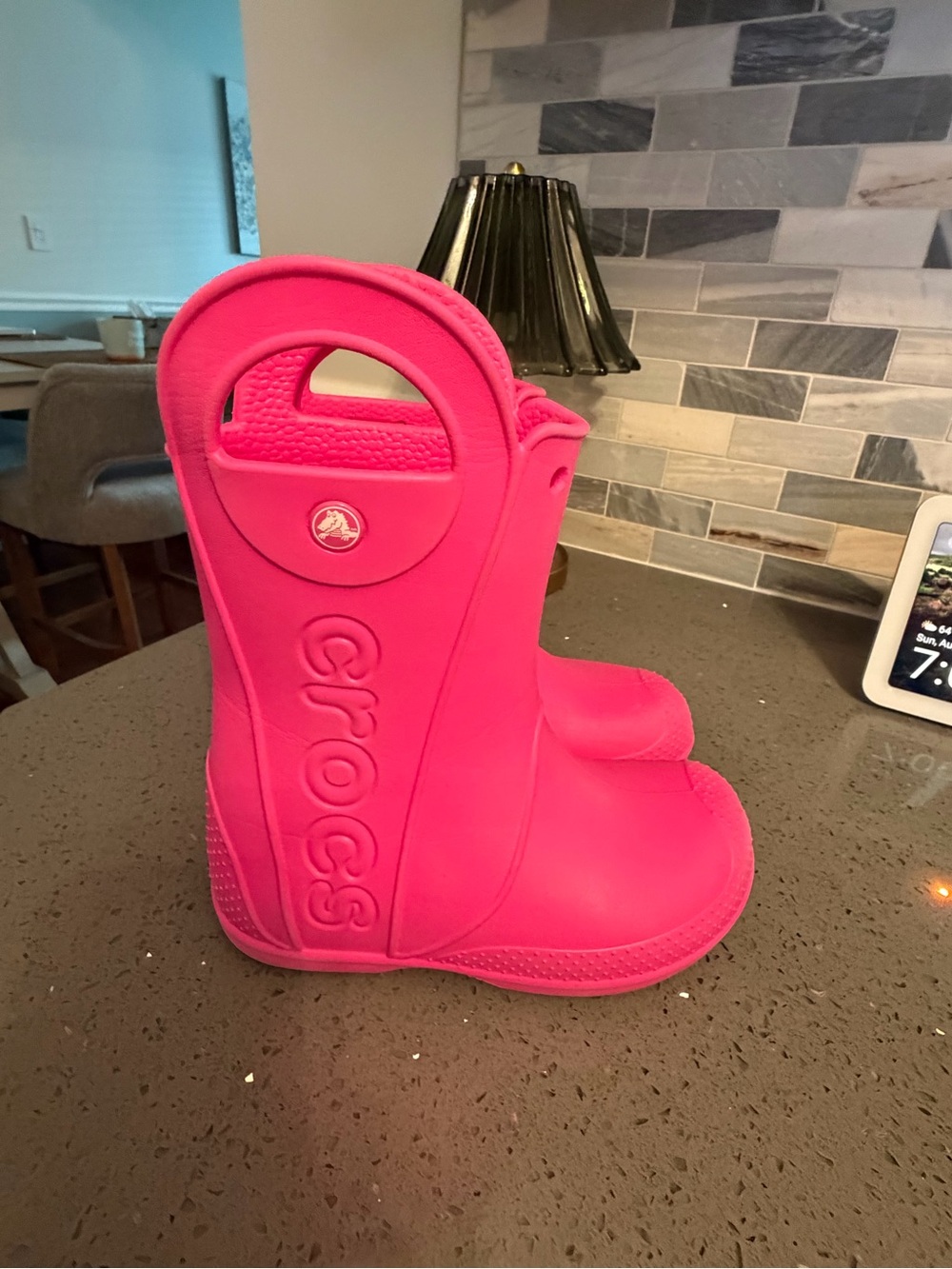 CROCS Kids' Hot Pink Handle Rain Boots